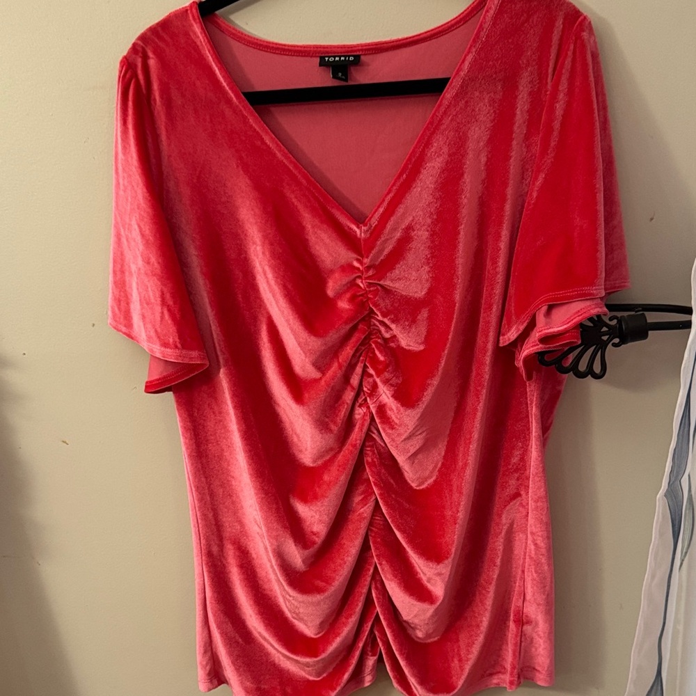 Torrid Women's Pinkd Velvet Ruched Blouse